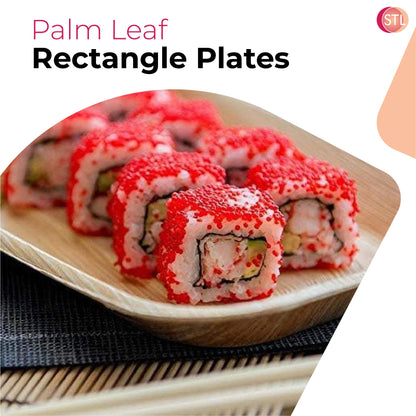 STL Disposable Palm Leaf Serving Trays Durable Eco-Conscious Alternative to Wooden Serving Trays, Deep Rectangle Platters for Weddings, Parties, Charcuterie, and Hot Foods