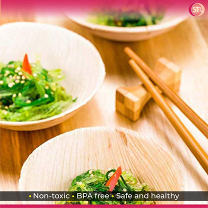 STL 25-Pack Disposable Palm Leaf Bowl, Sustainable, Microwave & Freezer Safe, Ideal for Desserts, Salads, & Snacks, Eco-Conscious Party & Event Tableware