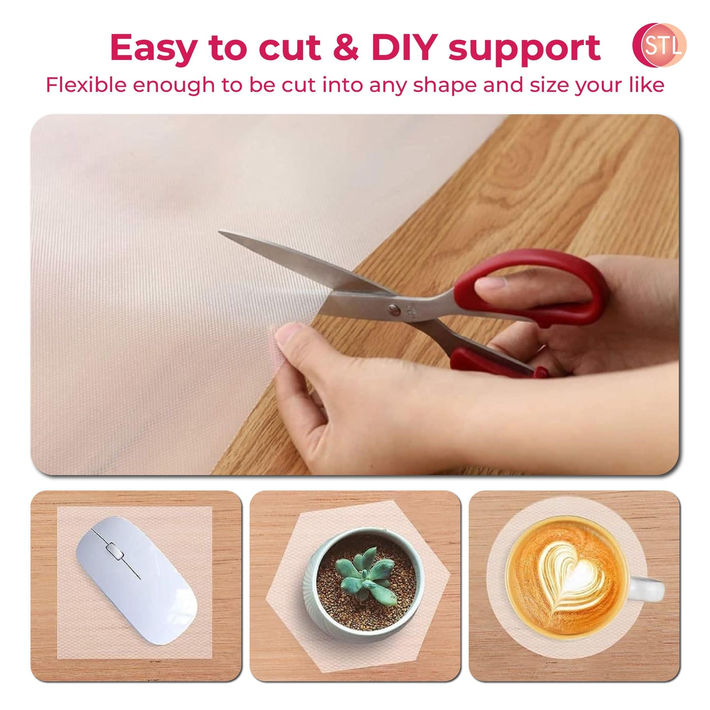 STL Non Slip Shelf Liner Waterproof Washable EVA Drawer Mat for Kitchen Cabinet, Pantry, Fridge & Countertops, Durable Non Adhesive Protector for Drawers & Shelves, Oil Proof Cupboard Liner (45cmx10m)