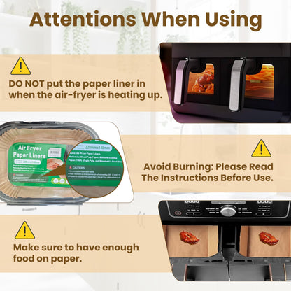 STL Air Fryer Paper Liners Disposable Airfryer Parchment Paper, Greaseproof, Airfryer Accessories Compatible with Ninja,COSORI,Tefal,Tower, & Other Dual Zone Fryers