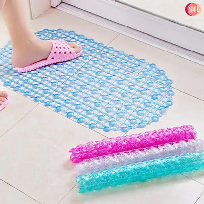 STL Crystal Non Slip Suction Cup Shower Mat, Anti Slip PVC Floor Mat for Inside Bathroom, Soft & Washable with Drain Holes, Massage Surface for Comfort, Powerful Grip for Elderly & Children