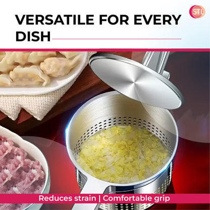 STL Heavy Duty Stainless Steel Potato Ricer, Multipurpose Masher & Juicer for Mashed Potatoes, Vegetable Puree, Spaetzle & Fruit Press, Dishwasher Safe Kitchen Utensil