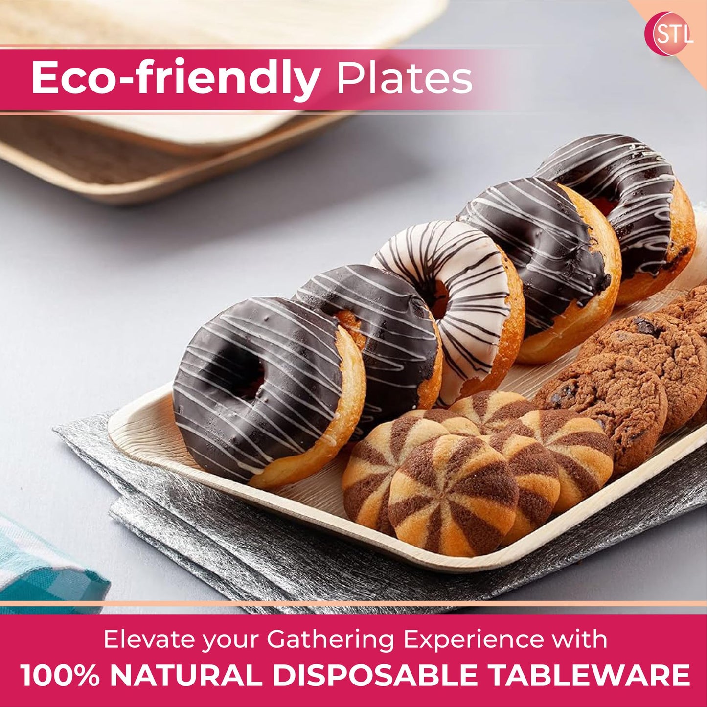 STL Disposable Palm Leaf Serving Trays Durable Eco-Conscious Alternative to Wooden Serving Trays, Deep Rectangle Platters for Weddings, Parties, Charcuterie, and Hot Foods