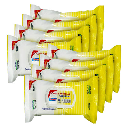 Easyclean Biodegradable Antibacterial Wipes, Multi-Purpose Cleaning Wipes for Hands, Surfaces & Germ Protection Lemon Fragrance, Resealable Pack for Home & On-the-Go Clean