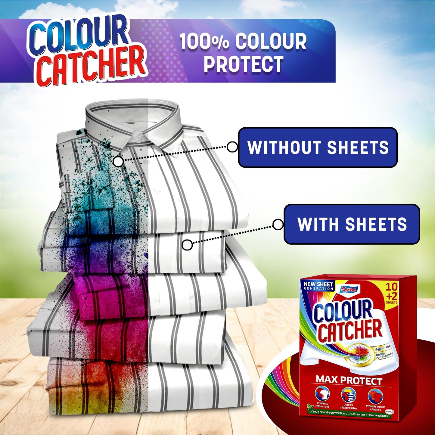 EasyClean Colour Catcher Max Protect Laundry Sheets, Helps Prevent Colour Run and Protects Brightness - 48 Sheets