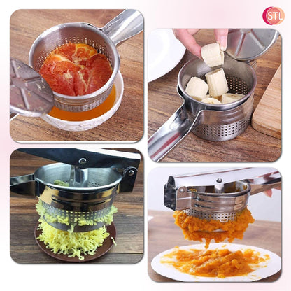 STL Heavy Duty Stainless Steel Potato Ricer, Multipurpose Masher & Juicer for Mashed Potatoes, Vegetable Puree, Spaetzle & Fruit Press, Dishwasher Safe Kitchen Utensil