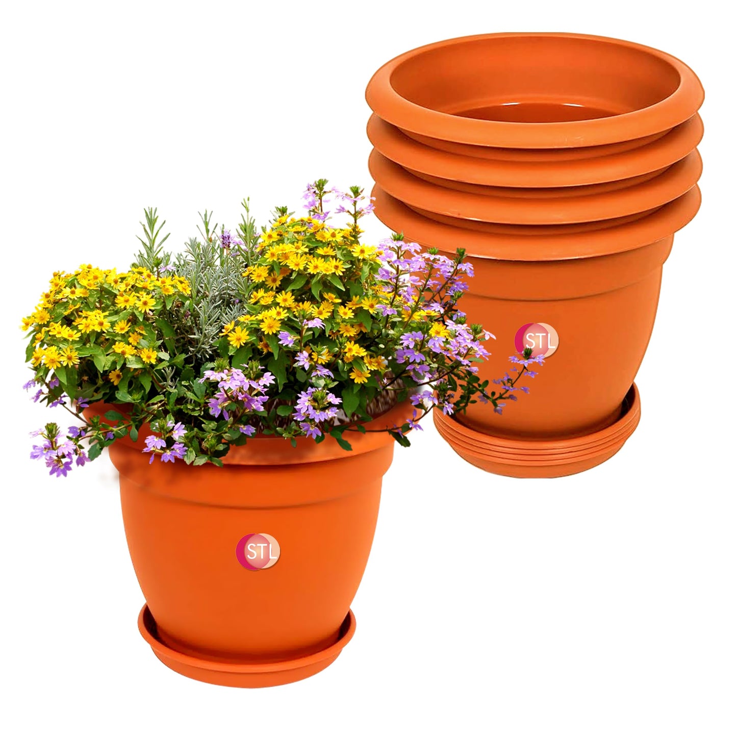 STL Plastic Plant Pots Nursery Pots with Drainage Holes Lightweight, Flexible & Durable Flower Pots for Seedlings, Cuttings, Transplanting Ideal for Home, Garden, and Greenhouse Use