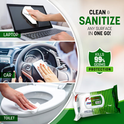 Easyclean Biodegradable Antibacterial Cleaning Wipes Kills 99.9% Bacteria & Viruses Thick, Moisture-Rich, Plastic-Free Scent Multi-Surface Use
