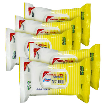 Easyclean Biodegradable Antibacterial Wipes, Multi-Purpose Cleaning Wipes for Hands, Surfaces & Germ Protection Lemon Fragrance, Resealable Pack for Home & On-the-Go Clean