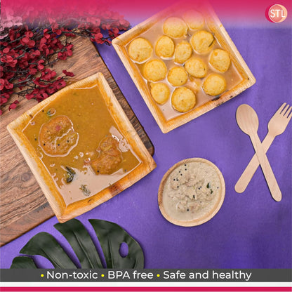 STL 25-Pack Disposable Palm Leaf Bowl, Sustainable, Microwave & Freezer Safe, Ideal for Desserts, Salads, & Snacks, Eco-Conscious Party & Event Tableware