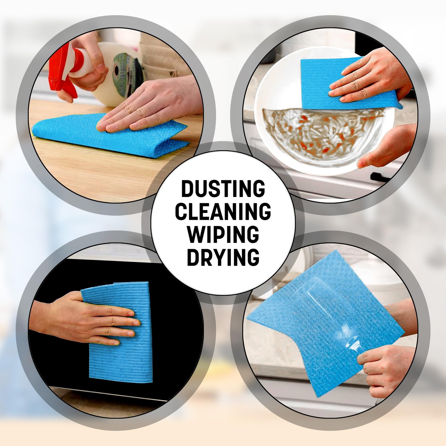 STL Swedish Sponge Dish cleaning cloth Super Absorbent & Odour Free Dish Cloths For Kitchen Eco Friendly Biodegradable disposable & Sustainable Reusable Sponge Paper Towel Alternative