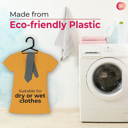 STL 6Pcs Heavy Duty Clothes Hangers, Durable & Sturdy Premium Non-Slip Hangers for Clothes Rail & Closet,360 Degree Swivel Hook,Space Saving Wardrobe Organisers Hangers to hold Suits and Jackets,Black