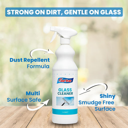 Easyclean Glass Cleaner Spray – 1 Litre Bottle | Powerful, Streak-Free Formula for Crystal Clear Windows, Mirrors, and Glass Surfaces | Ideal for Home, Office & Car Use