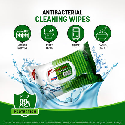 Easyclean Biodegradable Antibacterial Cleaning Wipes Kills 99.9% Bacteria & Viruses Thick, Moisture-Rich, Plastic-Free Scent Multi-Surface Use