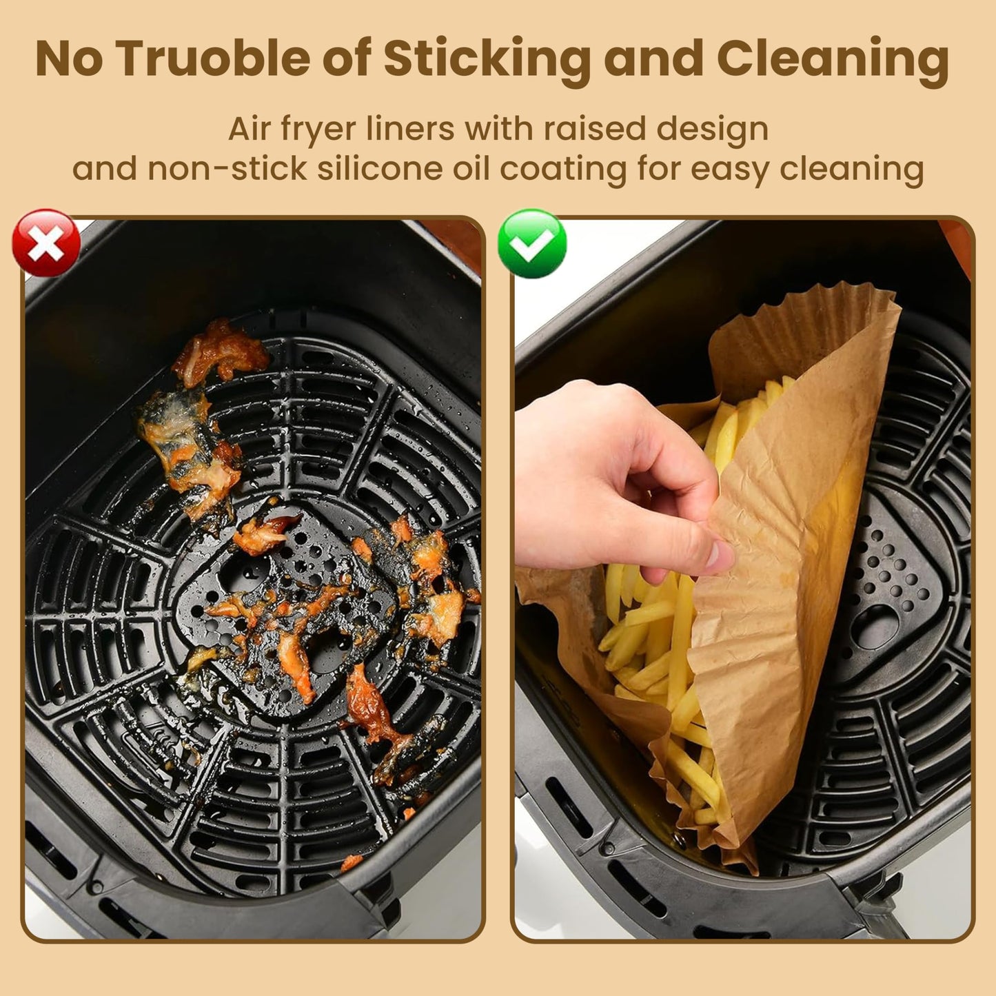 STL Air Fryer Paper Liners Disposable Airfryer Parchment Paper, Greaseproof, Airfryer Accessories Compatible with Ninja,COSORI,Tefal,Tower, & Other Dual Zone Fryers