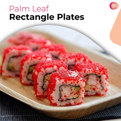 STL Disposable Palm Leaf Serving Trays Durable Eco-Conscious Alternative to Wooden Serving Trays, Deep Rectangle Platters for Weddings, Parties, Charcuterie, and Hot Foods