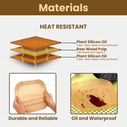 STL Air Fryer Paper Liners Disposable Airfryer Parchment Paper, Greaseproof, Airfryer Accessories Compatible with Ninja,COSORI,Tefal,Tower, & Other Dual Zone Fryers