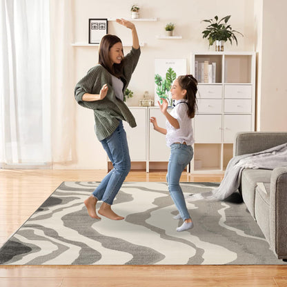 STL Washable Area Rug Non-Slip Soft Floor Carpet for Living Room Bedroom Lounge Dining or Kitchen Soft Durable Non-Shedding Area Rugs Indoor Floor Carpet Geometric Design