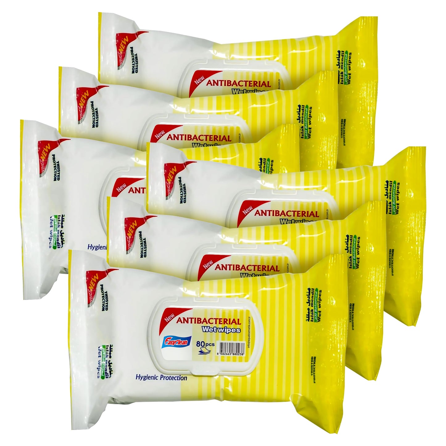 Easyclean Biodegradable Antibacterial Wipes, Multi-Purpose Cleaning Wipes for Hands, Surfaces & Germ Protection Lemon Fragrance, Resealable Pack for Home & On-the-Go Clean