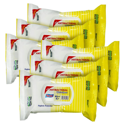 Easyclean Biodegradable Antibacterial Wipes, Multi-Purpose Cleaning Wipes for Hands, Surfaces & Germ Protection Lemon Fragrance, Resealable Pack for Home & On-the-Go Clean