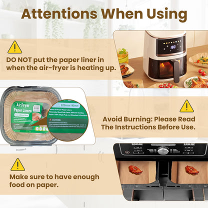 STL Air Fryer Paper Liners Disposable Airfryer Parchment Paper, Greaseproof, Airfryer Accessories Compatible with Ninja,COSORI,Tefal,Tower, & Other Dual Zone Fryers