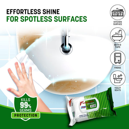 Easyclean Biodegradable Antibacterial Cleaning Wipes Kills 99.9% Bacteria & Viruses Thick, Moisture-Rich, Plastic-Free Scent Multi-Surface Use