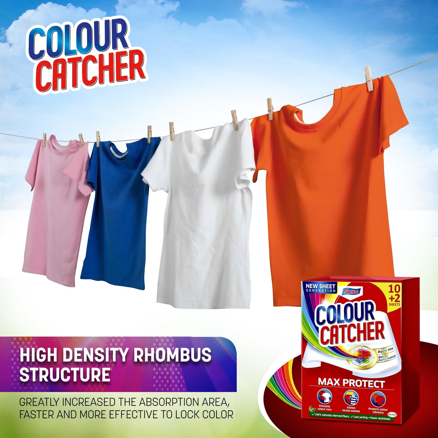 EasyClean Colour Catcher Max Protect Laundry Sheets, Helps Prevent Colour Run and Protects Brightness - 48 Sheets