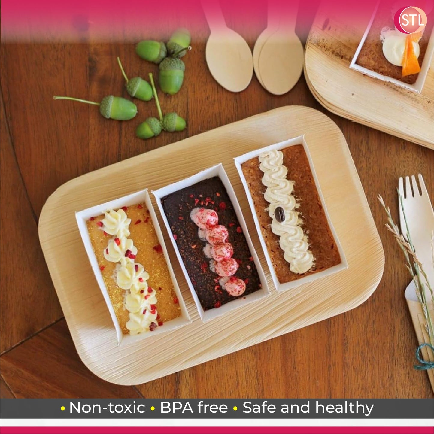 STL Disposable Palm Leaf Serving Trays Durable Eco-Conscious Alternative to Wooden Serving Trays, Deep Rectangle Platters for Weddings, Parties, Charcuterie, and Hot Foods