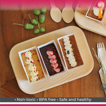 STL Disposable Palm Leaf Serving Trays Durable Eco-Conscious Alternative to Wooden Serving Trays, Deep Rectangle Platters for Weddings, Parties, Charcuterie, and Hot Foods