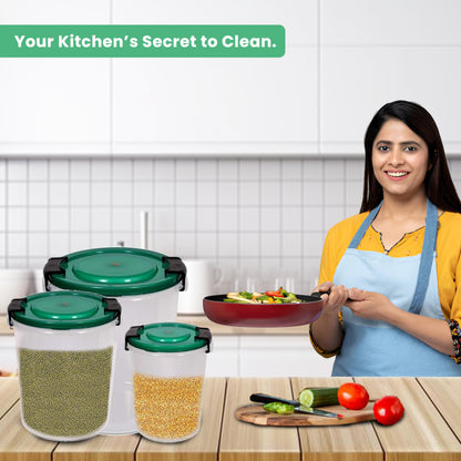 STL Set of 3 Round Plastic Kitchen Food Storage Container Set with Lids(10Ltr,16Ltr,25Ltr) | Airtight & Leakproof Storage Containers | Microwave,Freezer&Dishwasher Safe