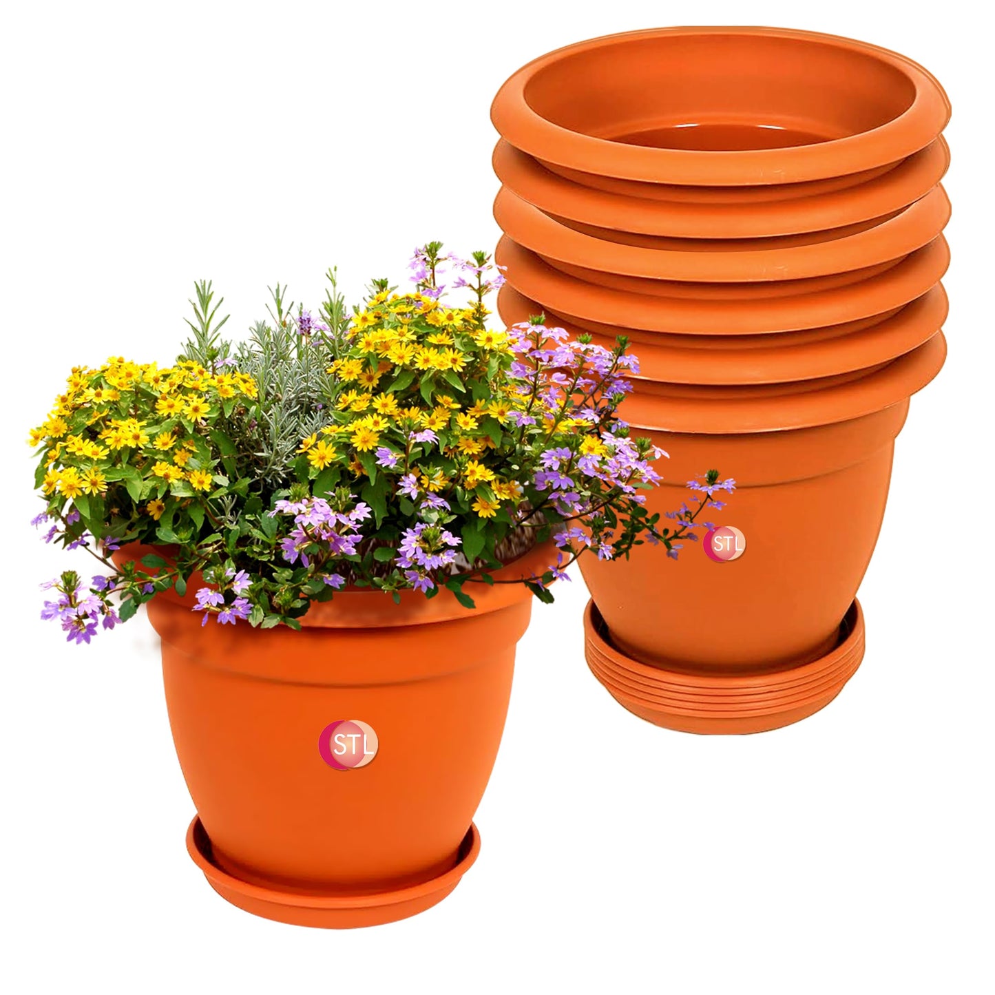 STL Plastic Plant Pots Nursery Pots with Drainage Holes Lightweight, Flexible & Durable Flower Pots for Seedlings, Cuttings, Transplanting Ideal for Home, Garden, and Greenhouse Use