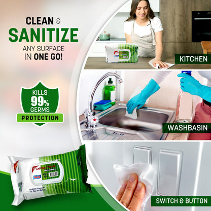 Easyclean Biodegradable Antibacterial Cleaning Wipes Kills 99.9% Bacteria & Viruses Thick, Moisture-Rich, Plastic-Free Scent Multi-Surface Use