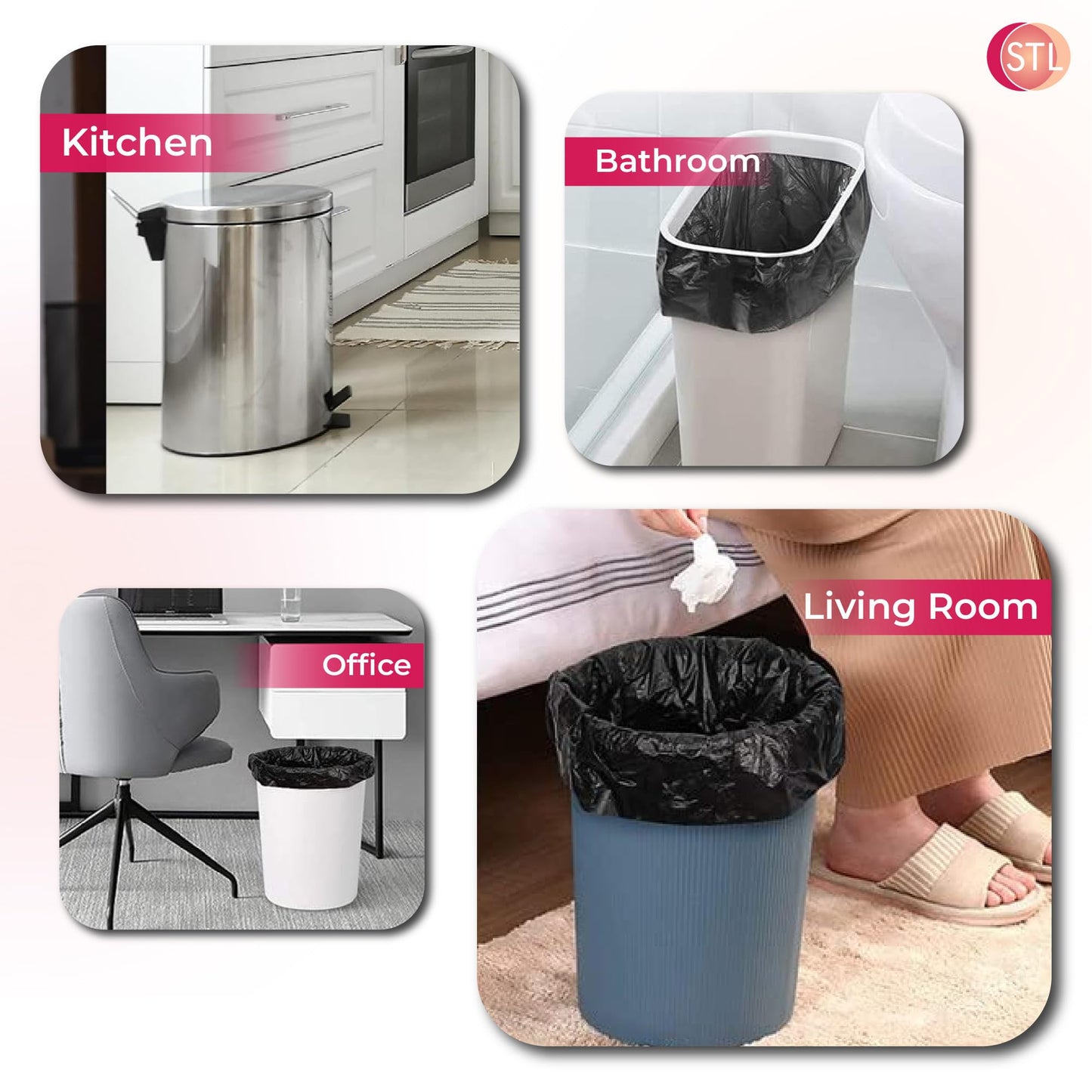 Heavy-Duty Black Carrier Bags 90L, Tear-Resistant Flat Top Refuse Sacks, 30 ?m Recycled Bin Liners for Household, Kitchen, Office, Restaurant, and Caterers