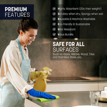 STL Swedish Sponge Dish cleaning cloth Super Absorbent & Odour Free Dish Cloths For Kitchen Eco Friendly Biodegradable disposable & Sustainable Reusable Sponge Paper Towel Alternative