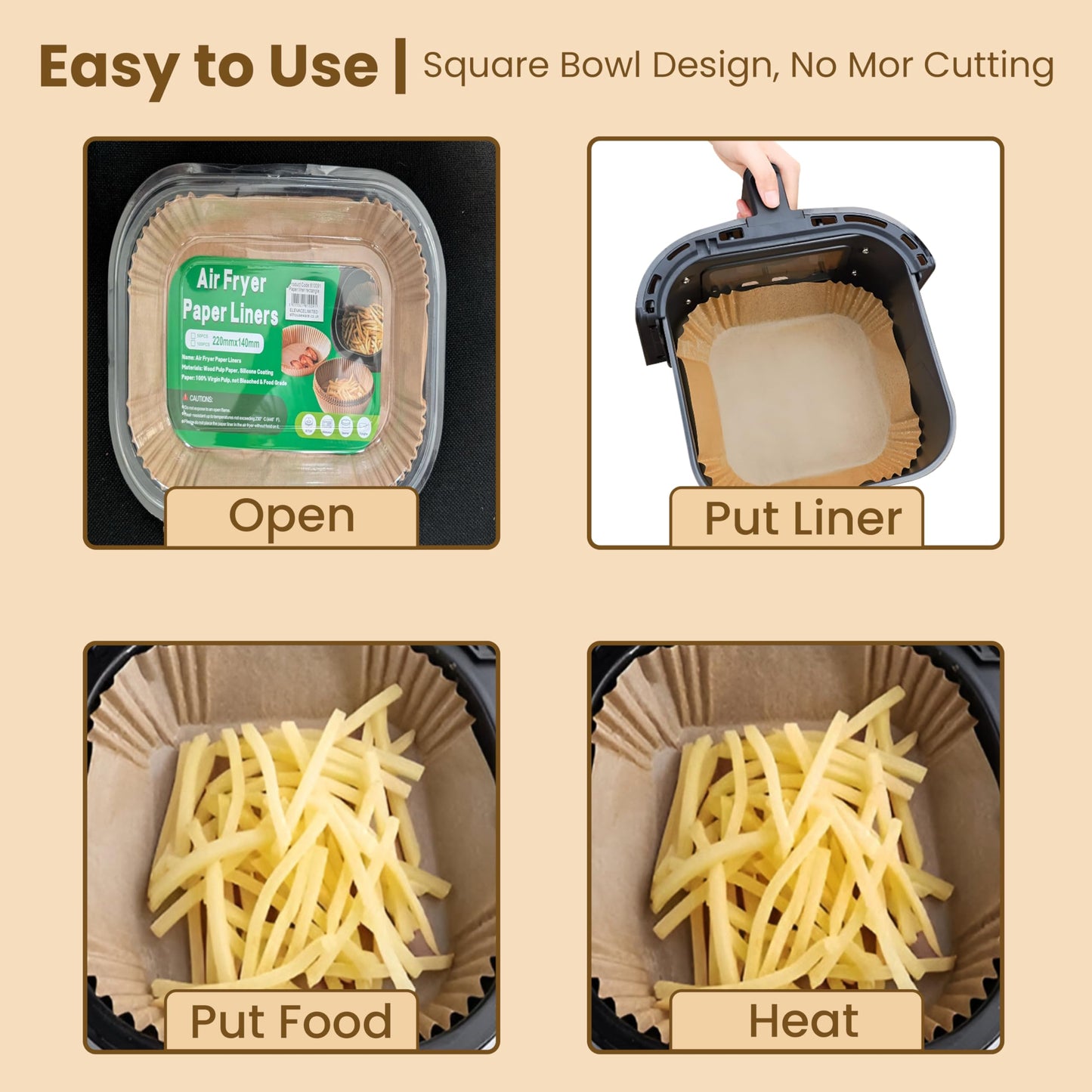 STL Air Fryer Paper Liners Disposable Airfryer Parchment Paper, Greaseproof, Airfryer Accessories Compatible with Ninja,COSORI,Tefal,Tower, & Other Dual Zone Fryers