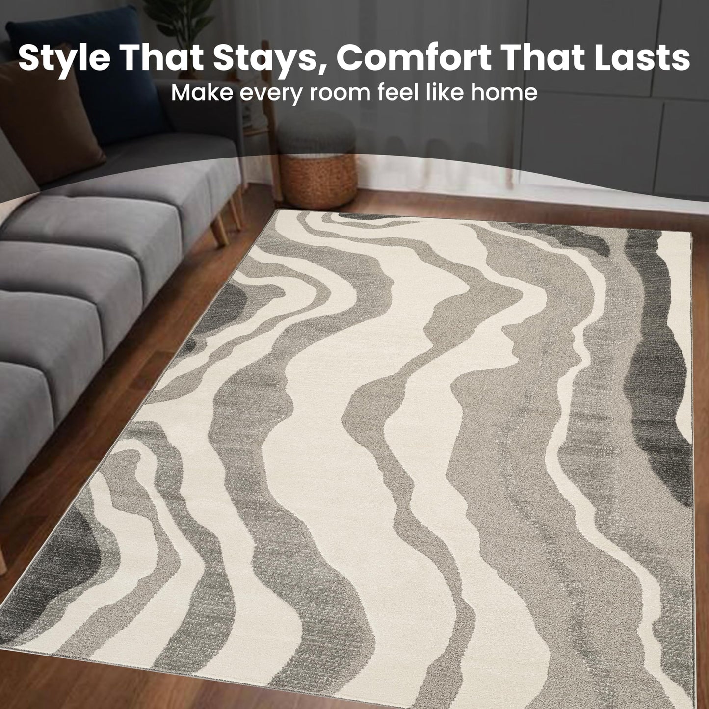 STL Washable Area Rug Non-Slip Soft Floor Carpet for Living Room Bedroom Lounge Dining or Kitchen Soft Durable Non-Shedding Area Rugs Indoor Floor Carpet Geometric Design