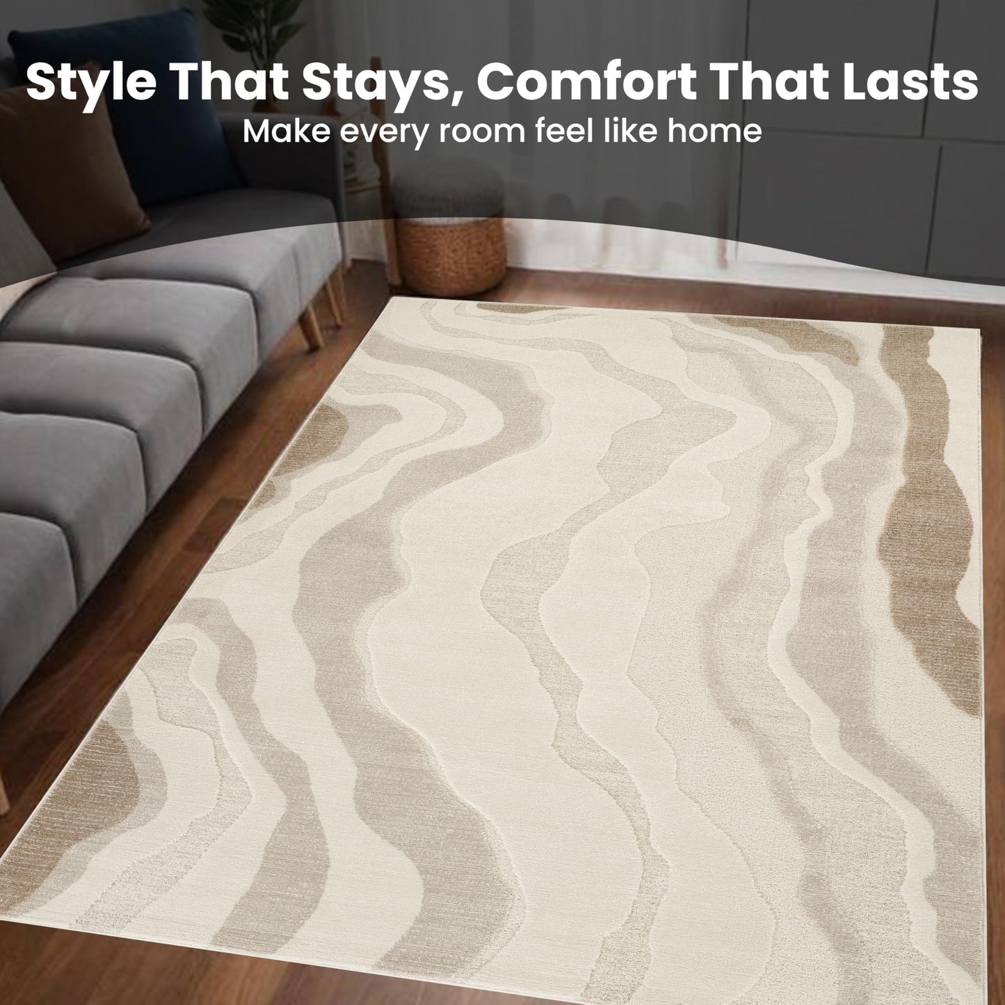 STL Washable Area Rug Non-Slip Soft Floor Carpet for Living Room Bedroom Lounge Dining or Kitchen Soft Durable Non-Shedding Area Rugs Indoor Floor Carpet Geometric Design