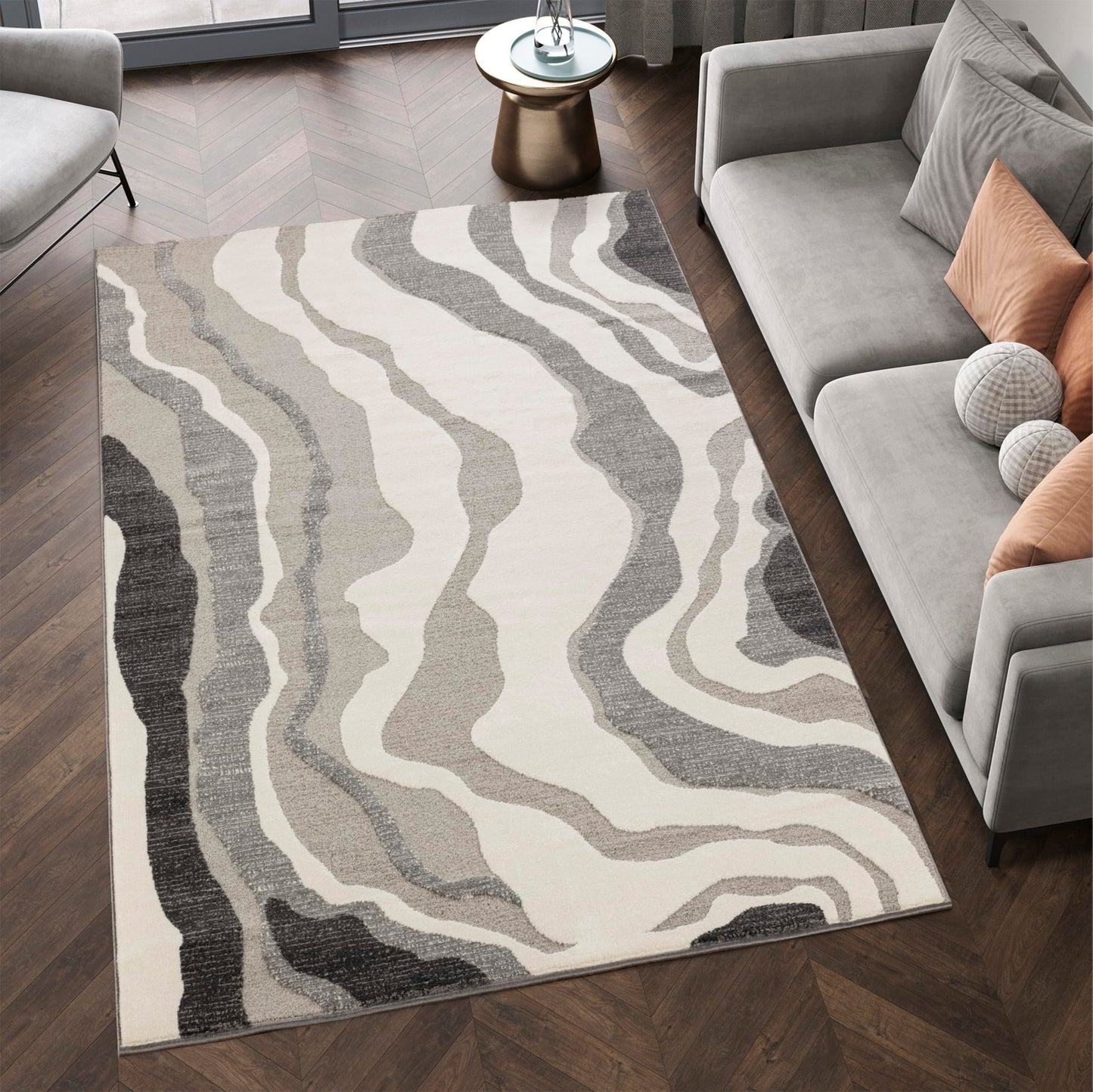 STL Washable Area Rug Non-Slip Soft Floor Carpet for Living Room Bedroom Lounge Dining or Kitchen Soft Durable Non-Shedding Area Rugs Indoor Floor Carpet Geometric Design