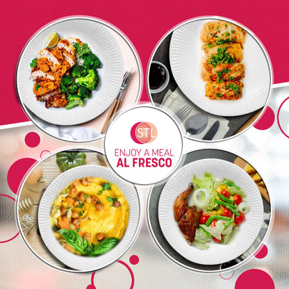 STL Strong Paper Plates (9 Inch / 50-Pack) 100% Compostable Heavy-Duty, Durable & Leak-Resistant, Eco-Friendly Disposable Plates,Made of Natural Fibers – 9" Biodegradable Paper Plates