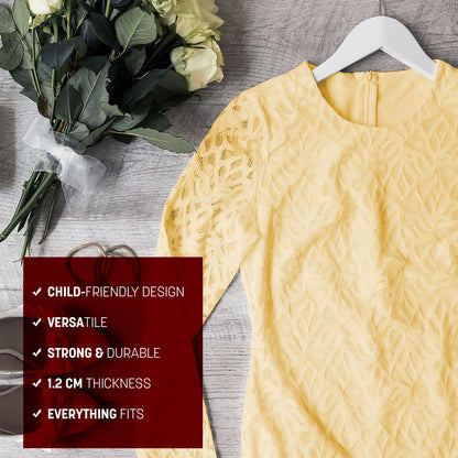 STL Premium Wooden Clothes Hangers Set of 6, Wide Shoulder Support, Rotating Chrome Hook, Heavy Duty Non Slip Trouser Bar & Space Saving Design, Ideal for Suits, Blazers, Shirts & Jackets, White