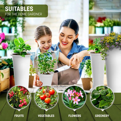 STL 4 Pcs 21W x 45.5H Long Shape Plastic Plant Pots Nursery Pots for Vegetables,Flowers,Herbs,Cuttings, Succulent,Flexible& Durable Pots for Transplanting Ideal for Home,Garden & Greenhouse