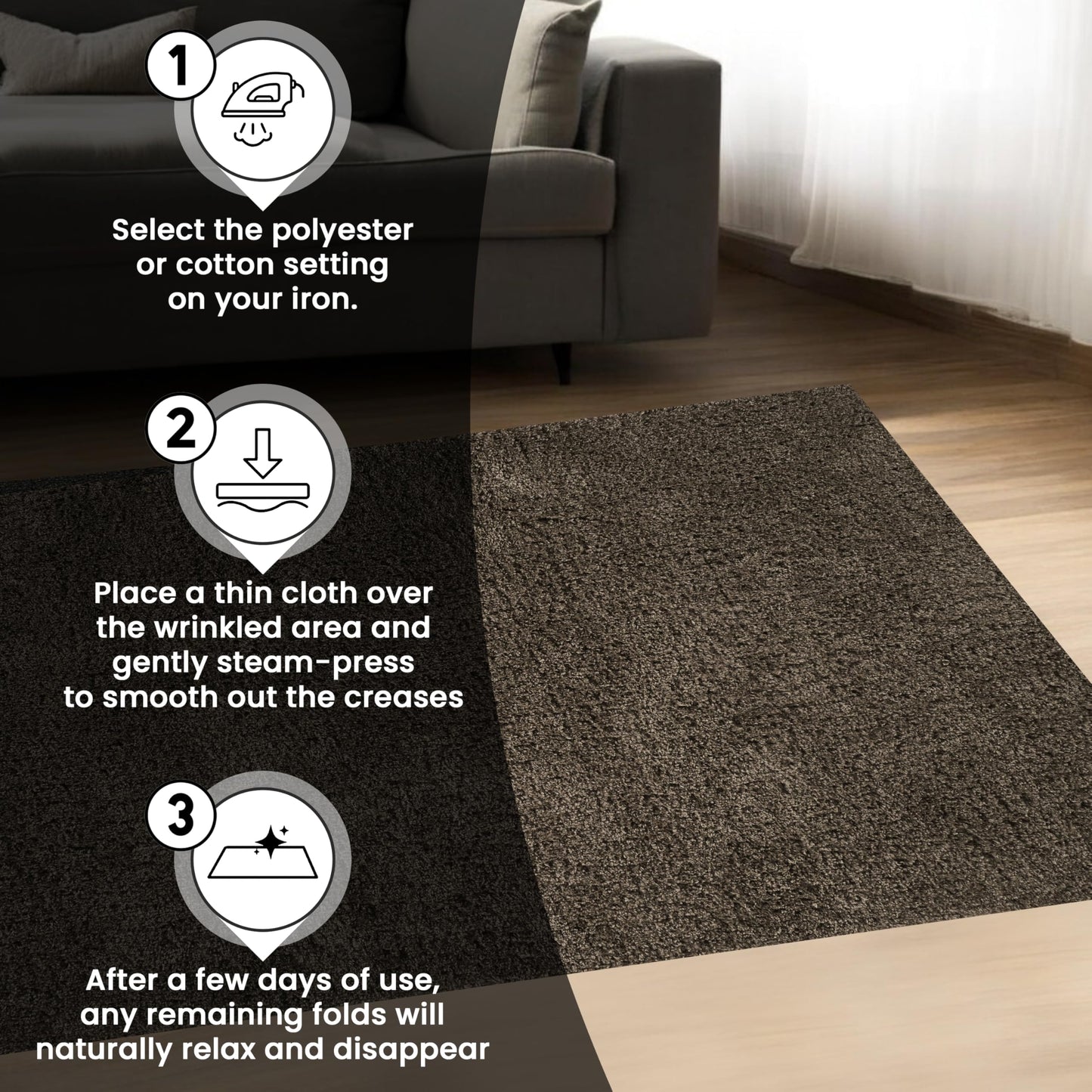 Area Rug Non-Slip Shaggy Soft and Elegant Carpet for Living Room Bedroom Lounge Dining Kitchen Soft Durable Non-Shedding Rug Indoor Floor Carpet