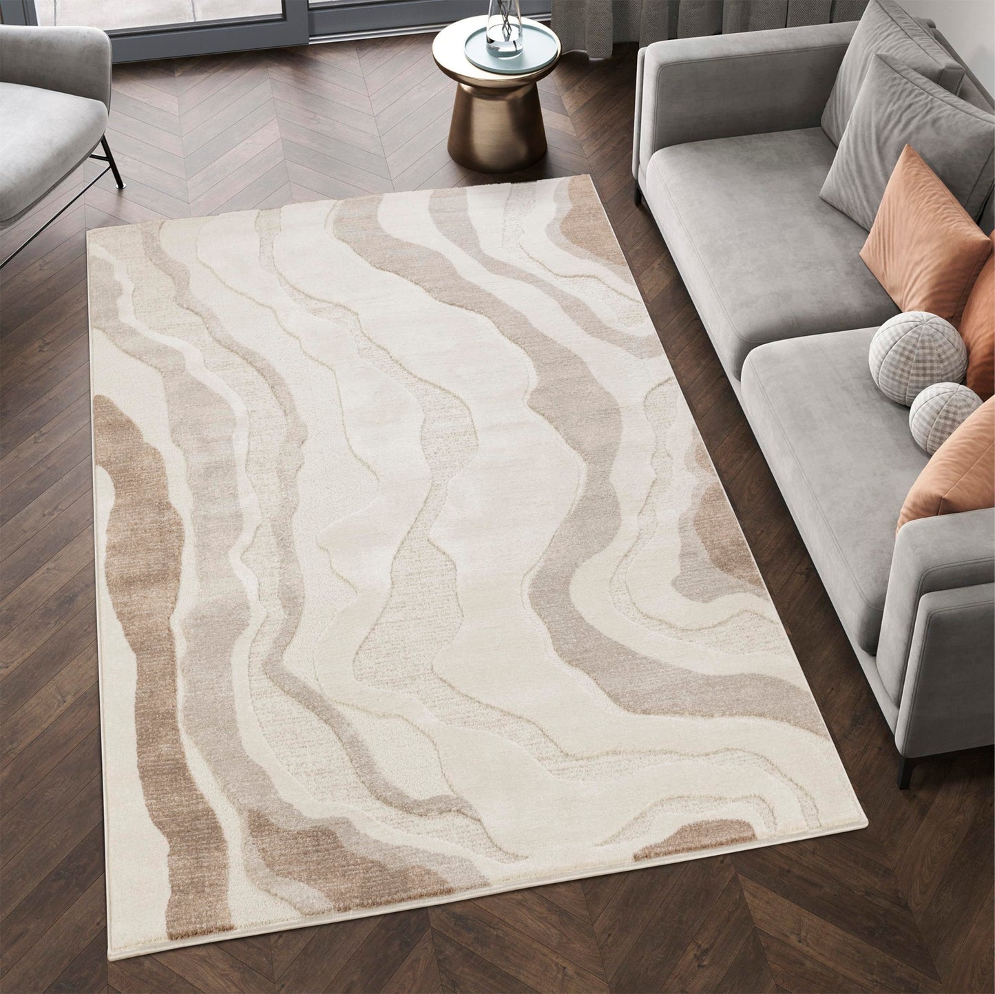 STL Washable Area Rug Non-Slip Soft Floor Carpet for Living Room Bedroom Lounge Dining or Kitchen Soft Durable Non-Shedding Area Rugs Indoor Floor Carpet Geometric Design