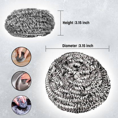 EasyClean 4pk Heavy Duty Spiral Steel Scourers,Metal Scourer Durable,Rust-Resistant,Reusable Cleaning Pads,Tough on Grease & Grime,Perfect for Cleaning Pots,Pans,Grills,Ovens & Tough Stains