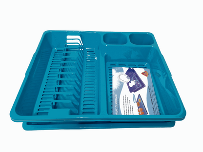 PREMIUM QUALITY PLASTIC DISH DRAINER WITH TRAY | 46X38X8.7CM | 13 PLATES HOLDING CAPACITY | 2 COMPARTMENTS FOR CUTTLERY