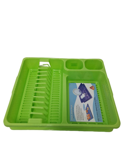 PREMIUM QUALITY PLASTIC DISH DRAINER WITH TRAY | 46X38X8.7CM | 13 PLATES HOLDING CAPACITY | 2 COMPARTMENTS FOR CUTTLERY