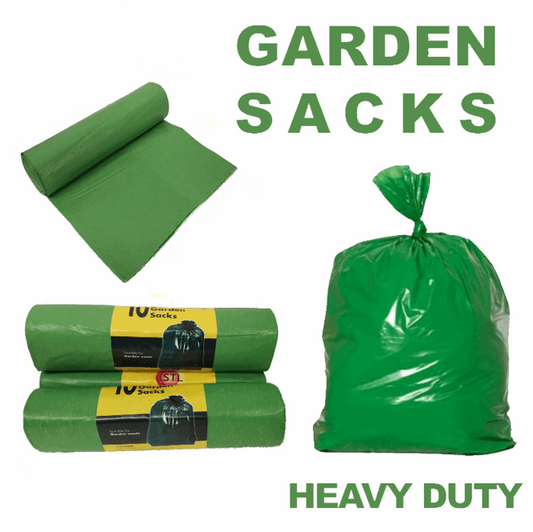 Roll of 10 x 3 Heavy Duty Garden Bags. 18 x 29 x 39 - Strong and Spacious Bags for Outdoor Waste and Gardening