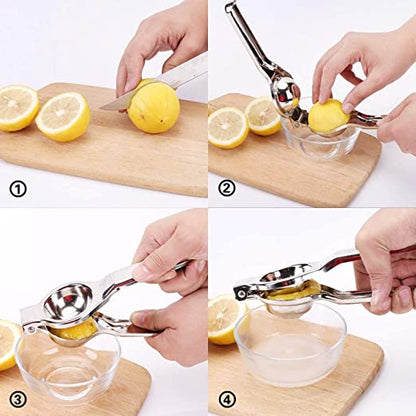 Lemon Squeezer with Bottle opener on top | Heavy duty quality | Stainless Steel | Silver | Manual Citrus Juicers | Safe Quick & Effective Juicing | Super Easy to Clean | DWH = 3cm X 6.5cm X 20.5Ccm