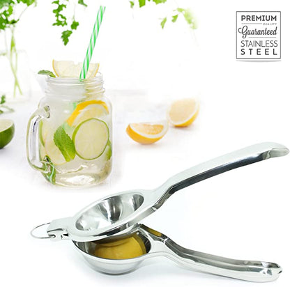 Lemon Squeezer with Bottle opener on top | Heavy duty quality | Stainless Steel | Silver | Manual Citrus Juicers | Safe Quick & Effective Juicing | Super Easy to Clean | DWH = 3cm X 6.5cm X 20.5Ccm