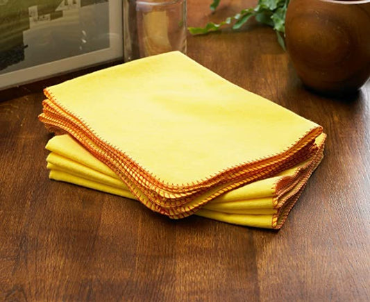 Yellow Cleaning Cloths. Pack of 10 Cotton Dusters. Highly-absorbent, lint free, Microfiber Soft Polishing Dust cloth for dusting in Kitchen, Windows, Car Valeting, offices and more.  20x30cm (10)